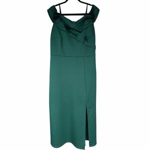 Alexa B Nites Elegant Emerald Green Ruffle Dress